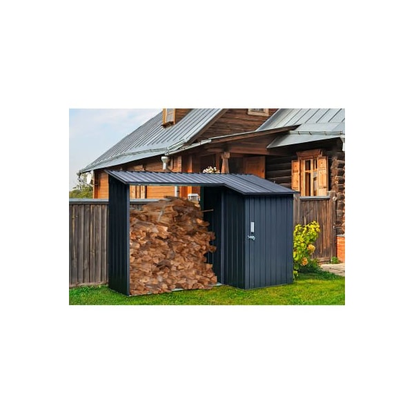 Almo Fulfillment Services Hanover HANMLTIWDSHD-GRY Galvanized Steel Shed, 41-1/3"L x 106-1/5"W x 62-1/5"H, Dark Gray/White HANMLTIWDSHD-GRY - main